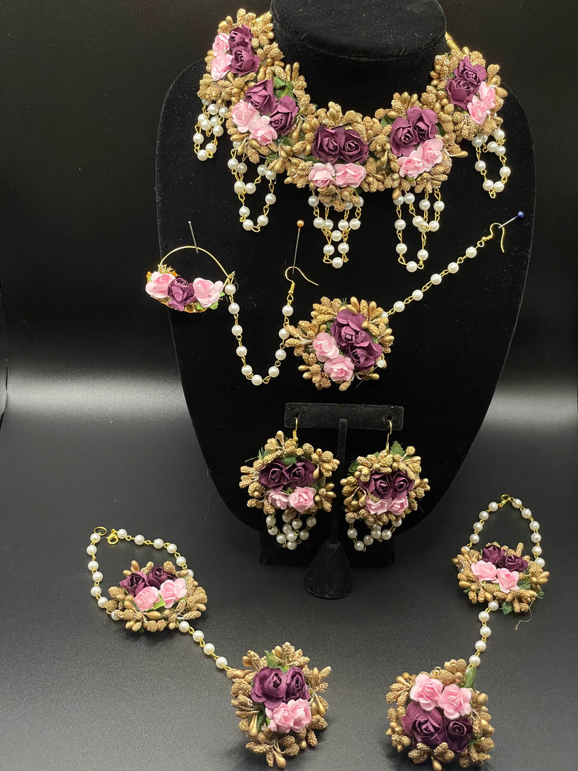 Dia Floral  purple baby pink Jewelry Set