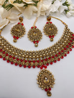 Load image into Gallery viewer, Red Golden Crystal Choker Set