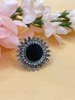 Load image into Gallery viewer, Oxidized Adjustable Mirror Rhinestone Ring
