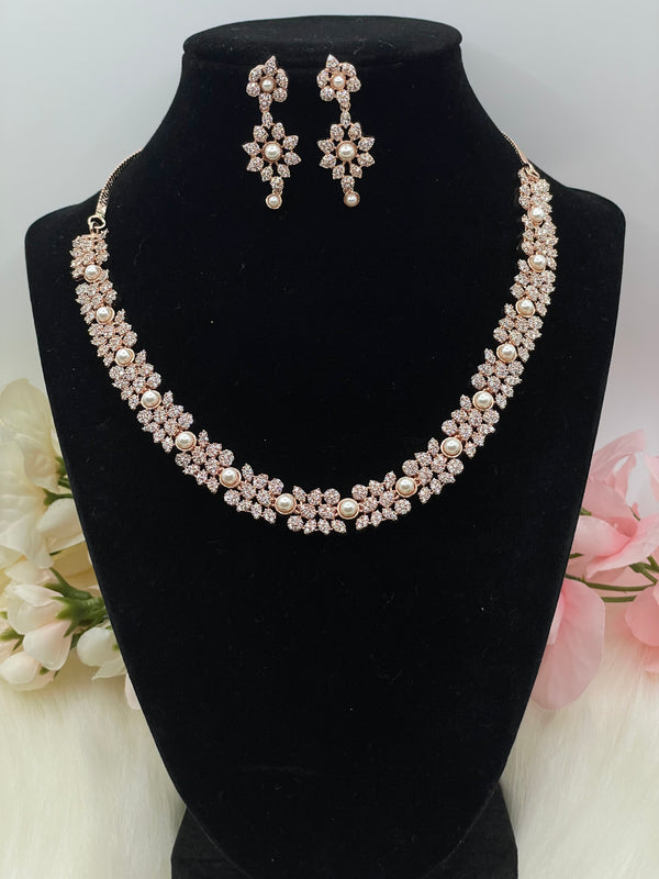 Rose gold american diamond indian jewelry americsn diamond earrings