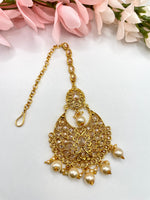 Load image into Gallery viewer, Gold Indian Polki Jewellery Maang Tikkas
