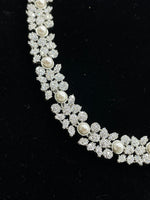 Load image into Gallery viewer, Flowered american diamond necklace indian jewelry set for weddings 
