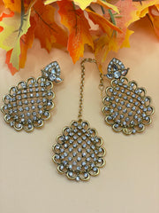 एंटीक गोल्ड प्लेटेड टीका सेट