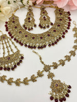 Load image into Gallery viewer, Red, maroon indian bridal set jewellery 
