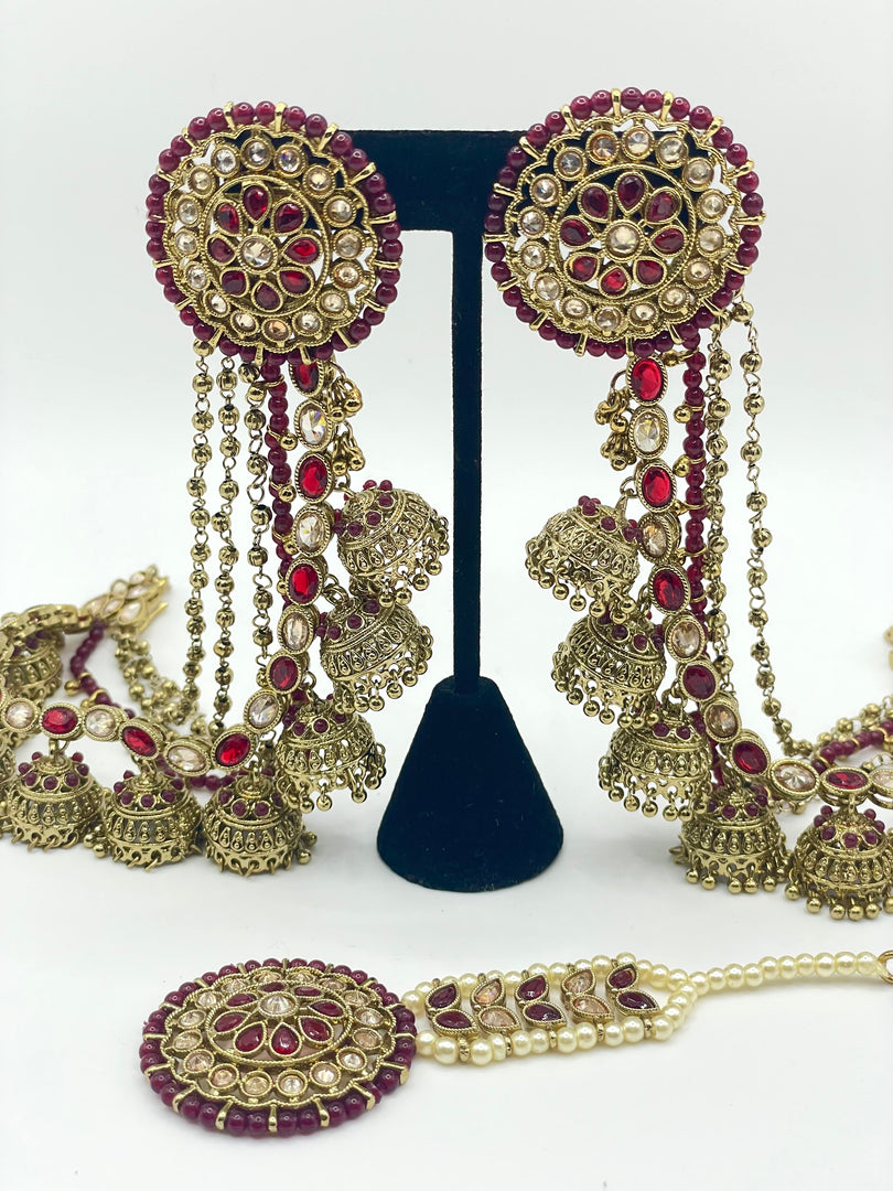 Kavya Bahubali Trending Style with Tikka Indian Earring Set