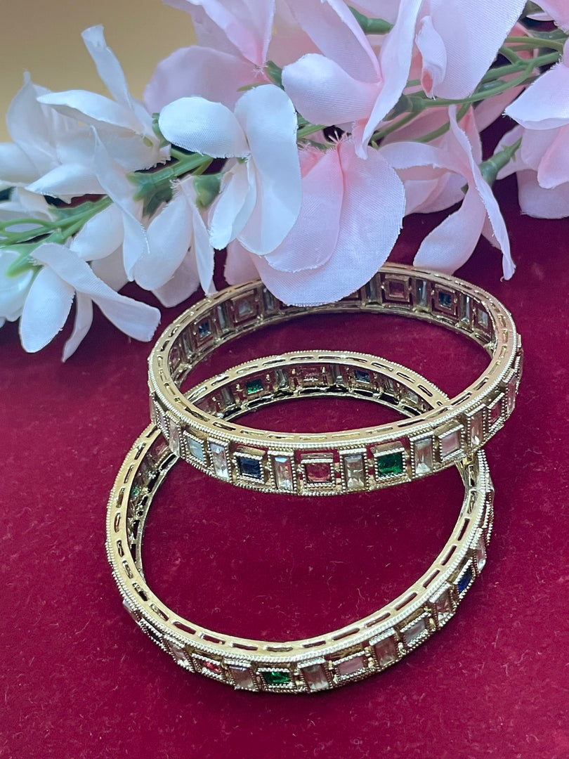 Multicolor polki Bangles