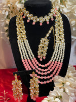 Load image into Gallery viewer, Netra Light Peach Color  white pearl Necklace Set
