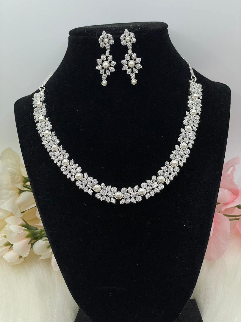 Silver american diamond indian jewelry wedding gift