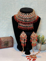 Load image into Gallery viewer, Red Choker Set In RoseGold