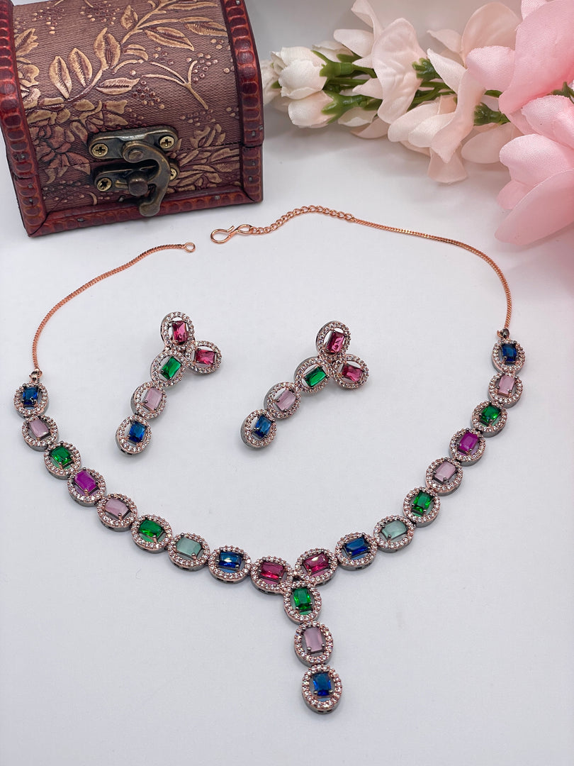 Ad Asiana Necklace set In Rose Gold