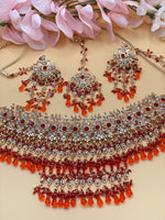 Load image into Gallery viewer, Red Choker Set In RoseGold