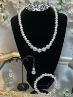 Load image into Gallery viewer, Faux Pearl Necklace and Earrings Set