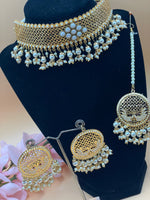 Load image into Gallery viewer, Ashis jaggo Gold platted with pearls Choker Set