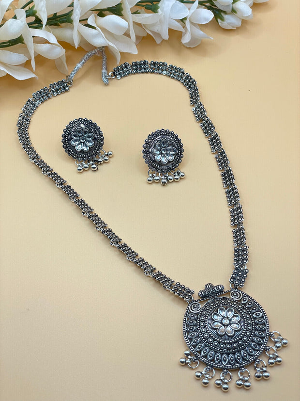 Zola Oxidised silver Indian Necklace Set
