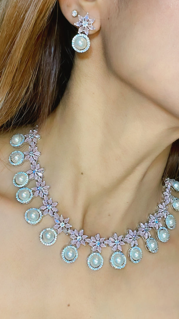 American Diamond Necklace Earring Set