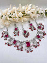 Pinky’S zirconium Silver Necklace Set