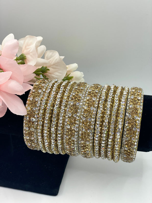 Silver Gold Combination Lakh Bangles