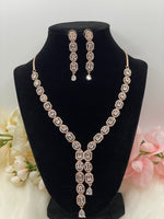 Load image into Gallery viewer, Nikas American Diamond RoseGold Necklace Set
