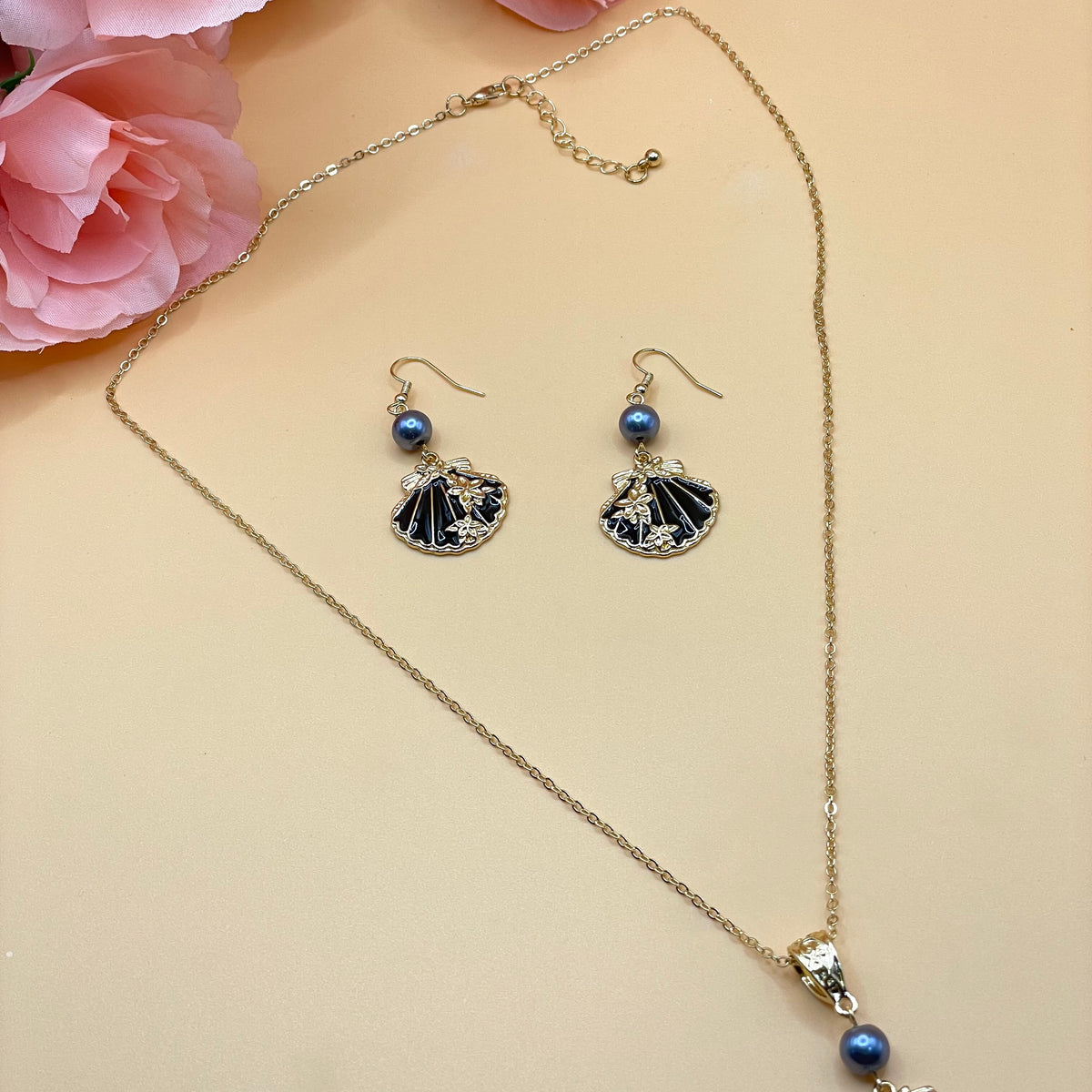 Shell pearl pandent Necklace Set – Affinity Giya