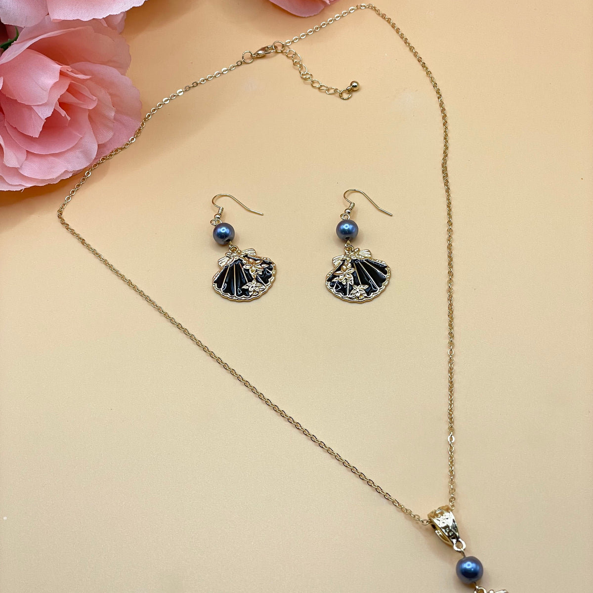 Shell pearl pandent Necklace Set – Affinity Giya