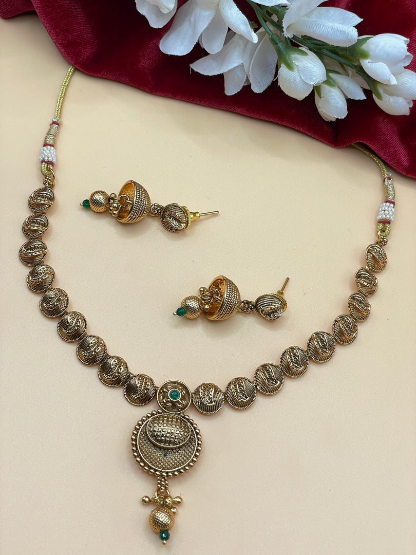 Brahmi matte gold  Necklace Set