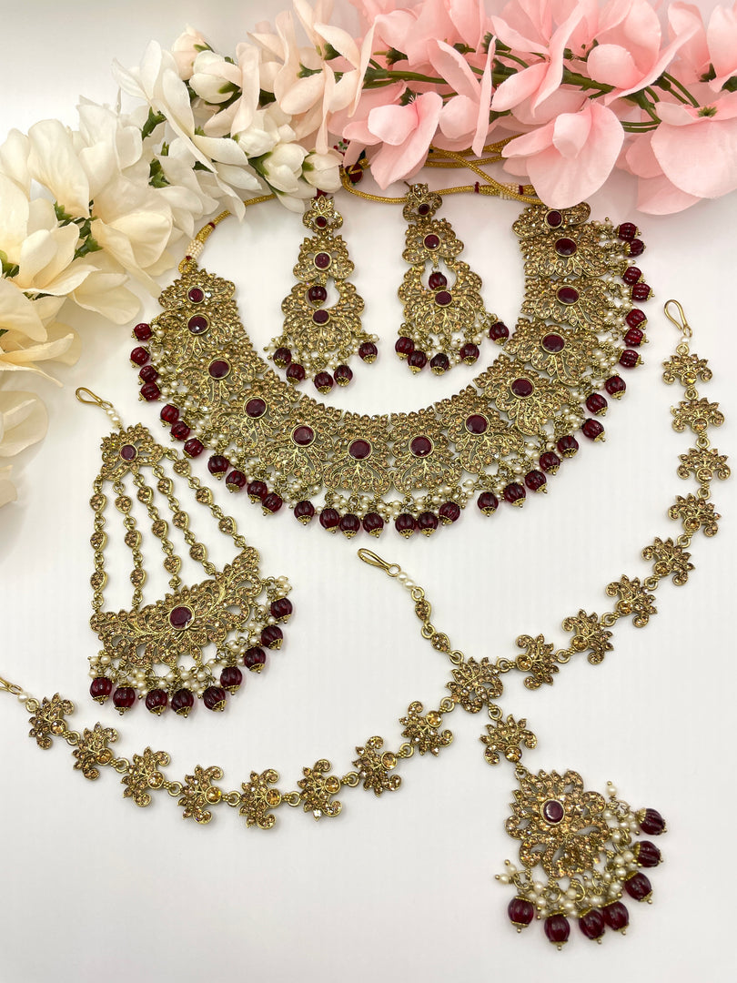 Red, maroon, indian bridal jewellery sets online near texas 