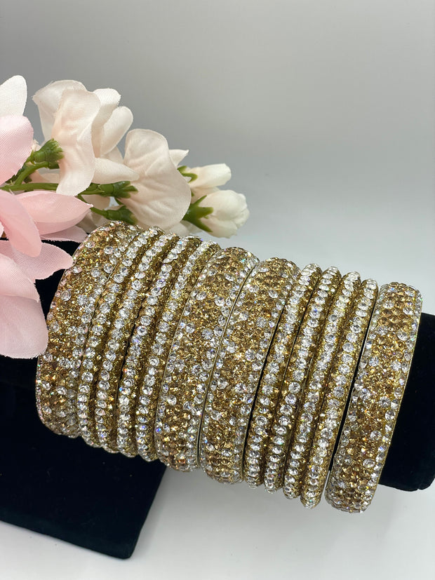 Silver Gold Combination Lakh Bangles
