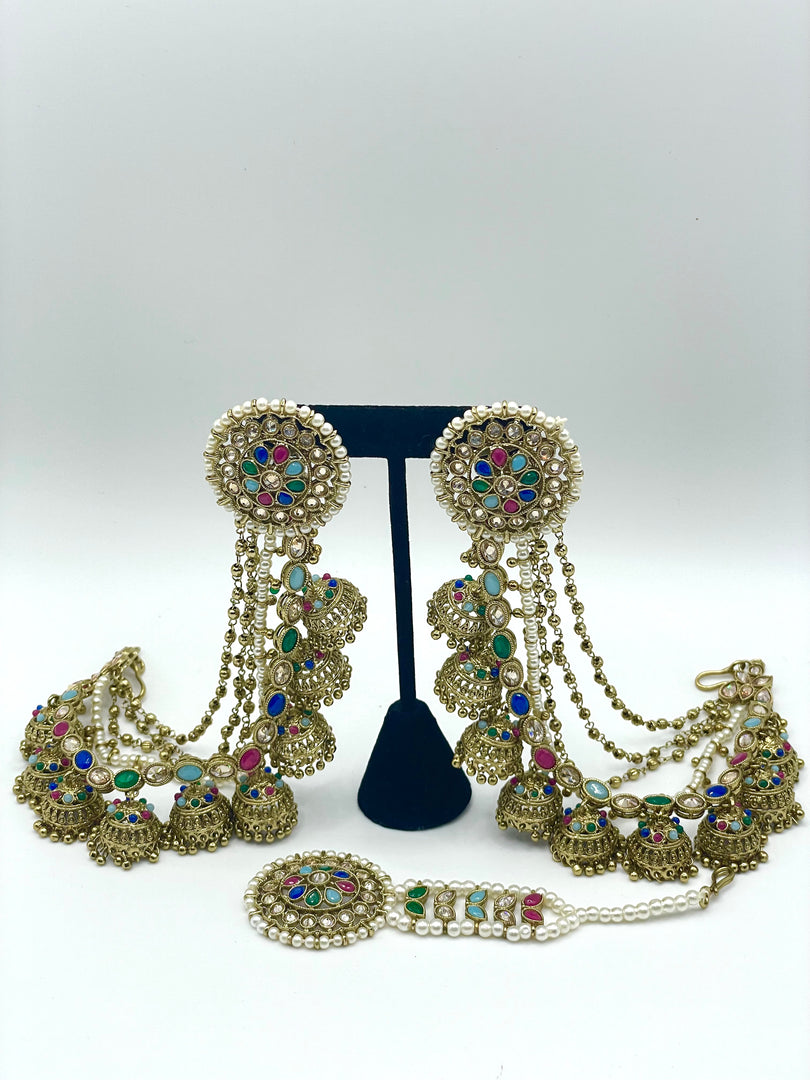 Kavya Bahubali Trending Style with Tikka Indian Earring Set
