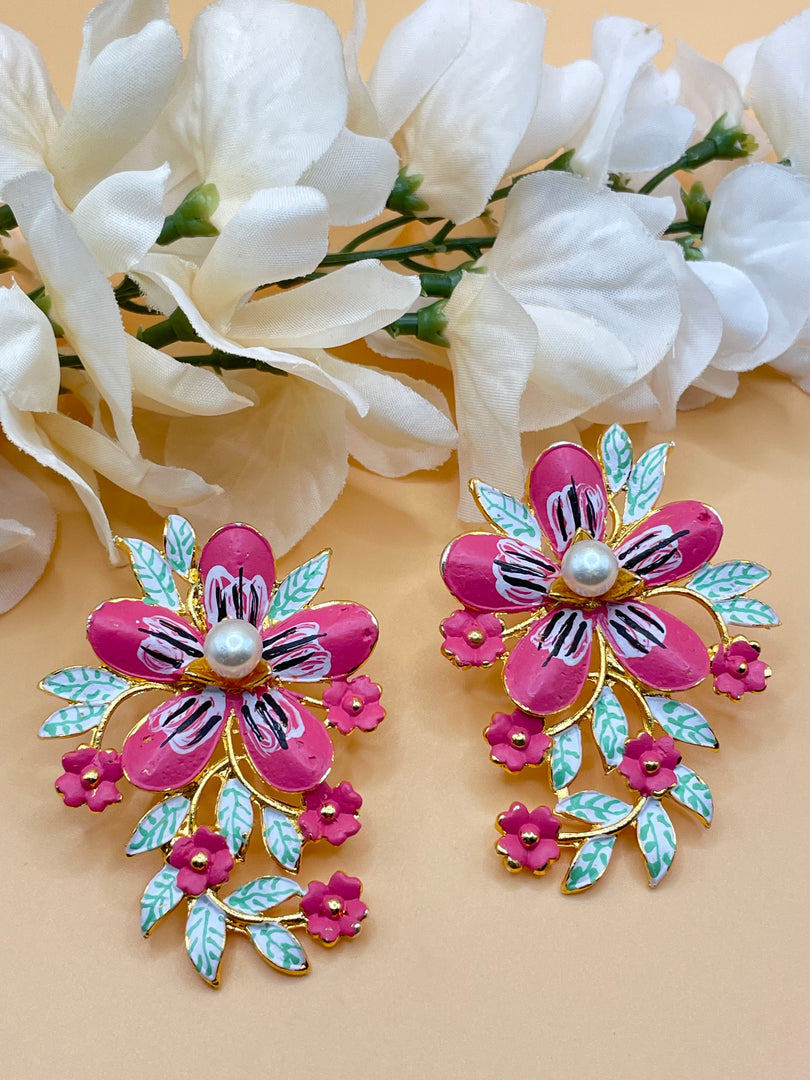 Floral Oversized Indian Earrings