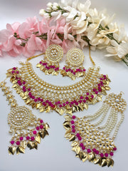 Rani Kundan jewellery Pipal Leaf Drop Choker Set