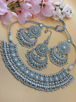 Load image into Gallery viewer, Kiran Glass Polki Indian Necklace Set
