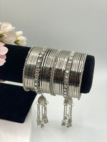Load image into Gallery viewer, Silver indian bangles with jumka 