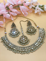 Load image into Gallery viewer, Silver Kanchan Mirrror Necklace Set
