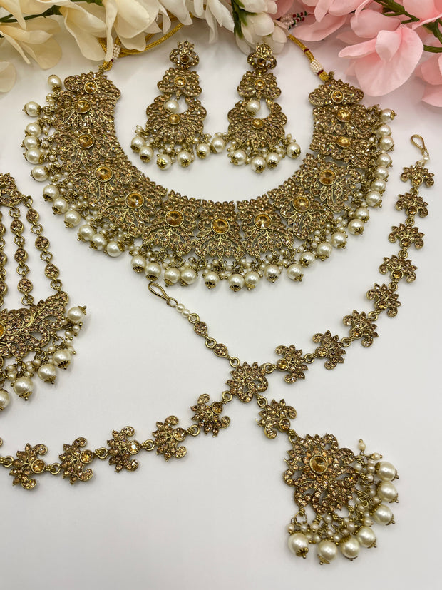Gold with white indian bridal jewellery sets online near toronto 