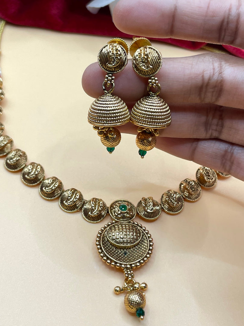 Brahmi Golden Necklace Set