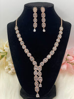 Load image into Gallery viewer, Nikas American Diamond RoseGold Necklace Set
