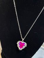 Load image into Gallery viewer, Crystal Pink Heart Necklace
