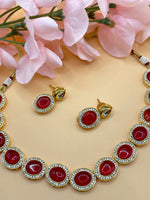 Load image into Gallery viewer, Jhansi Glass traditional kundan Indian necklace set

