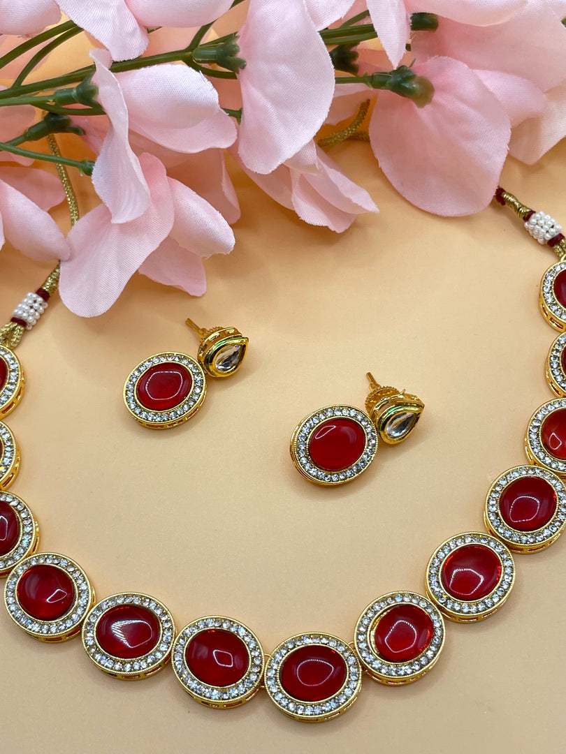 Jhansi Glass traditional kundan Indian necklace set