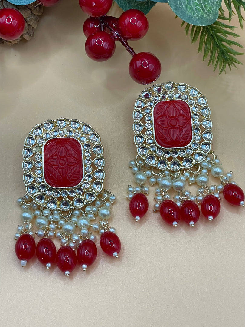 Kundan Meenakari Indian Earrings