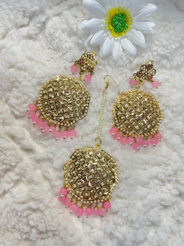 Jadau Pearl Tikka Earring Set - Affinity Giya