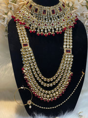Maroon Indian Kundan Bridal jewelllery Set - Affinity Giya