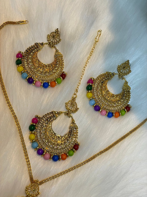 Multi Color Gold platted Necklace - Affinity Giya