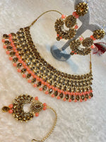 Load image into Gallery viewer, Peach Color with stone Necklace Set - Affinity Giya