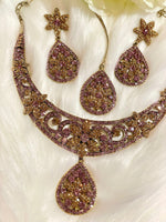 Load image into Gallery viewer, Purple with Gold Necklace Set - Affinity Giya
