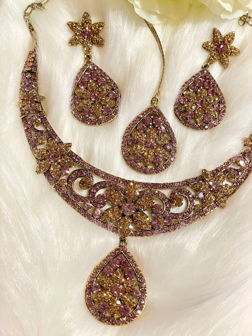 Purple with Gold Necklace Set - Affinity Giya