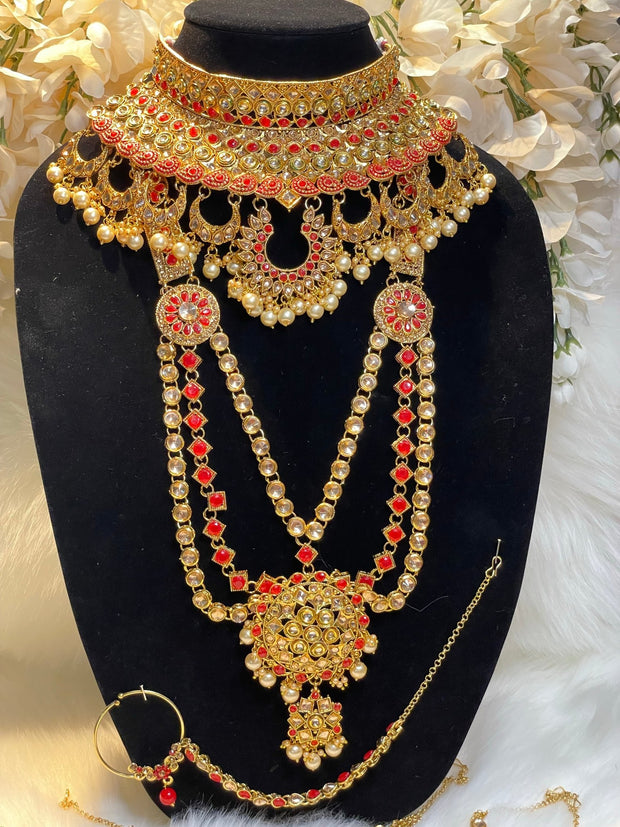 Red Gold Indian Bridal Jewellery Set - Affinity Giya