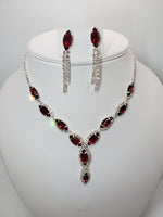Load image into Gallery viewer, Red Rhinestone Necklace and Earrings Set - Affinity Giya
