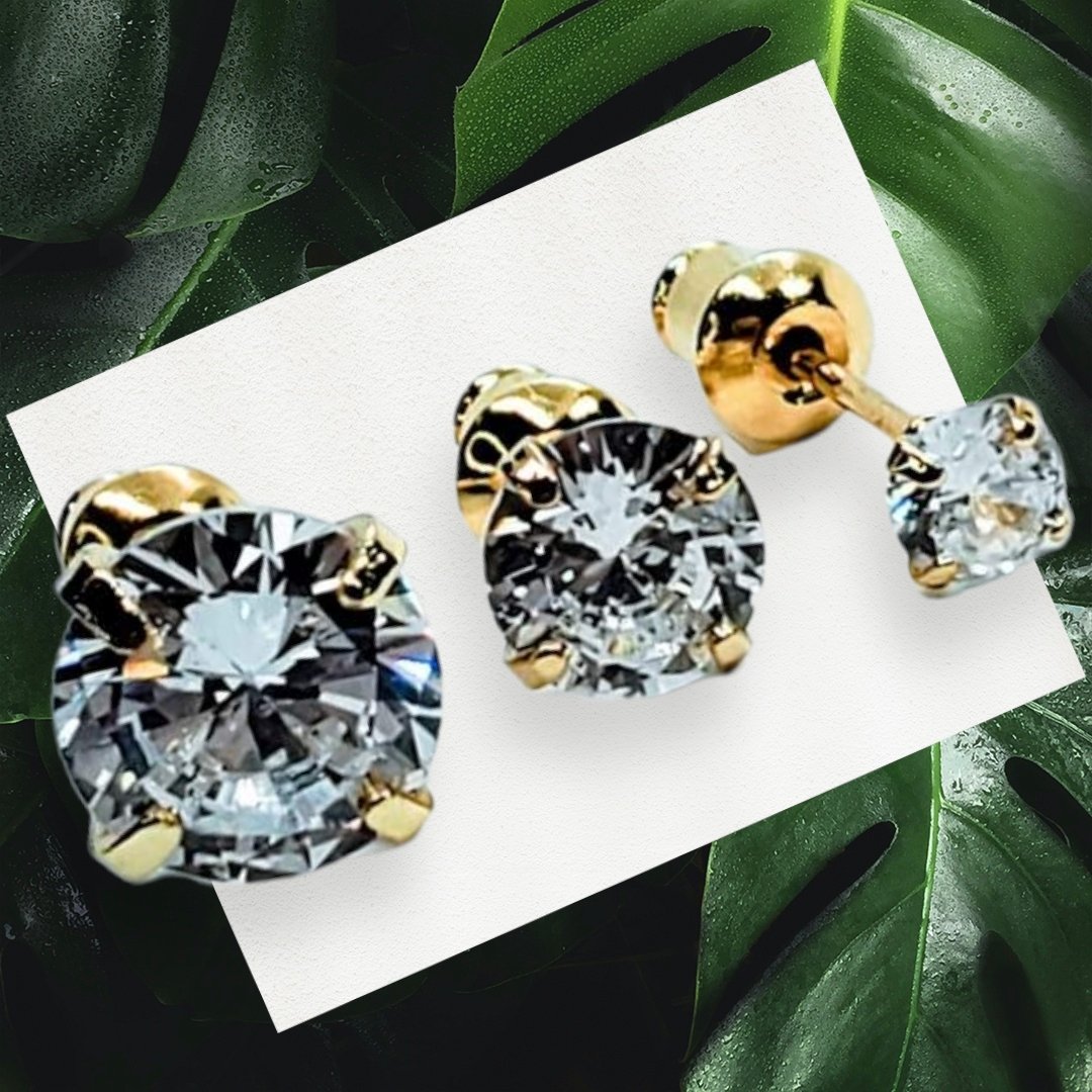 Stunning Cubic Zirconia Earring Studs 18k Gold Plated - Affinity Giya